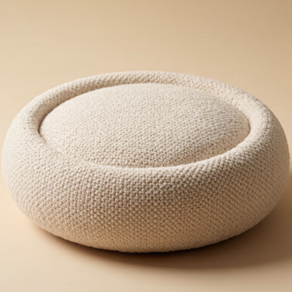 Cuscino imbottito HelloNova in bouclé color crema